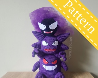 Gastly, Haunter & Gengar crochet pattern bundle - PDF file