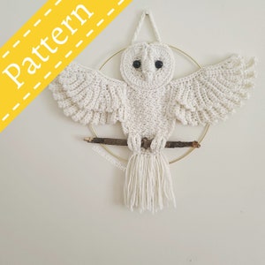 Barn owl wall hanging - crochet pattern - PDF file