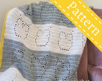 Owl filet crochet blanket crochet pattern - PDF file - beginner friendly