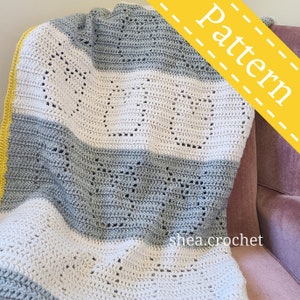 Owl filet crochet blanket crochet pattern - PDF file - beginner friendly