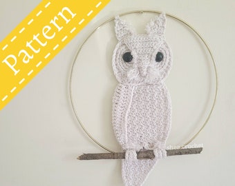 Screech owl wall hanging crochet pattern - PDF file