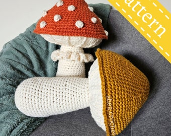 Mushroom pillow -  crochet pattern - PDF  file