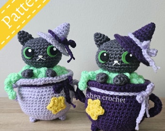 Cauldron Kitty - Halloween cat - crochet pattern - PDF file
