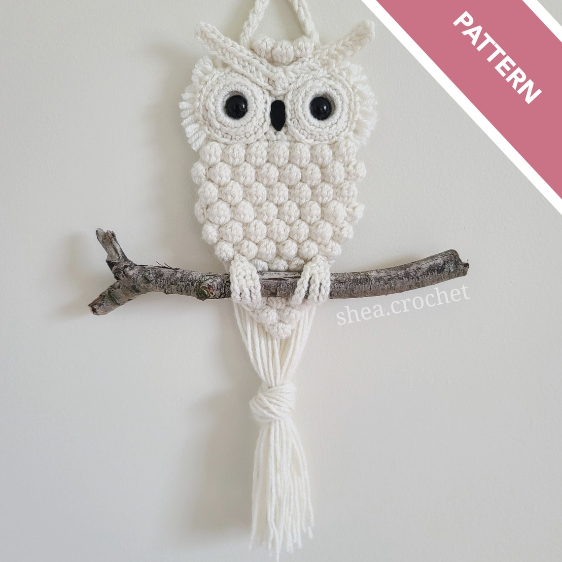 Owl crochet pattern PDF file wall hanging | Etsy