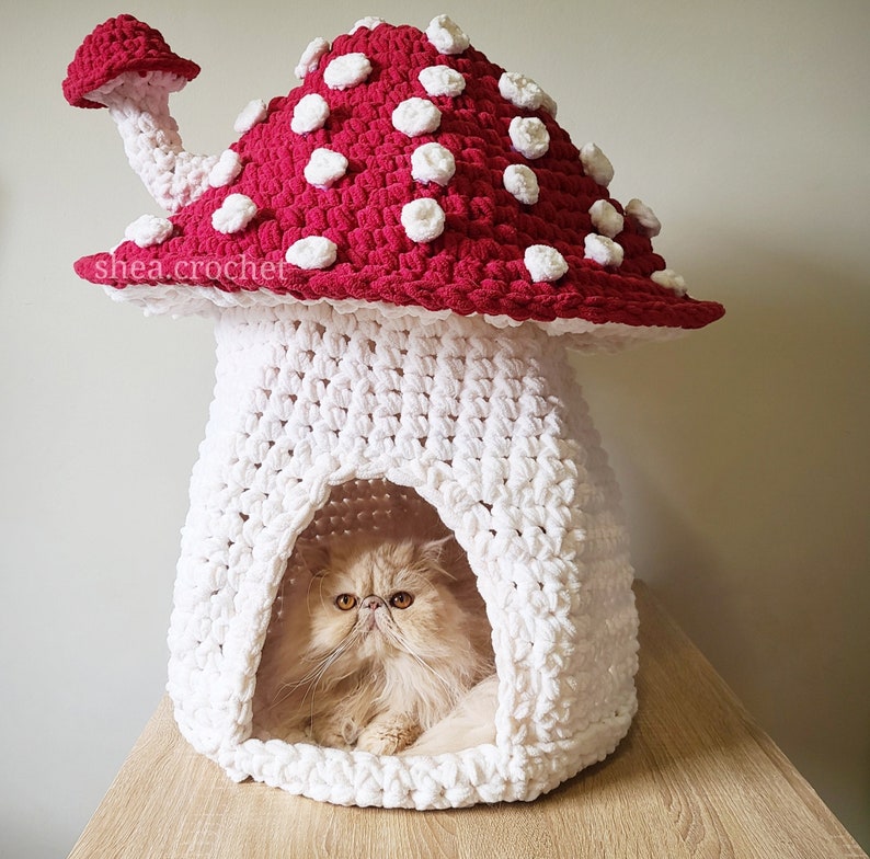 Mushroom Cat House Crochet Pattern PDF File Etsy