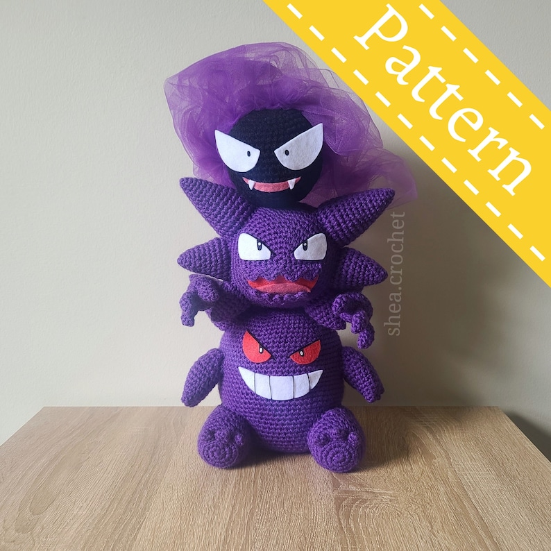 Gastly, Haunter & Gengar crochet pattern bundle - PDF file image 1
