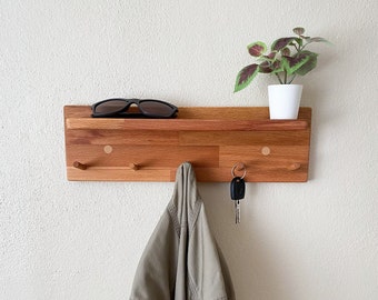 Wall Mount Coat Rack with Shelf, Wooden Coat Pegs, Coat Hooks, Wall Hangings