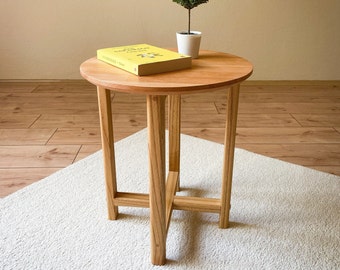 Side Table, Small Coffee Table, Wooden End Table, Handmade Round Side Table, Bedside Table