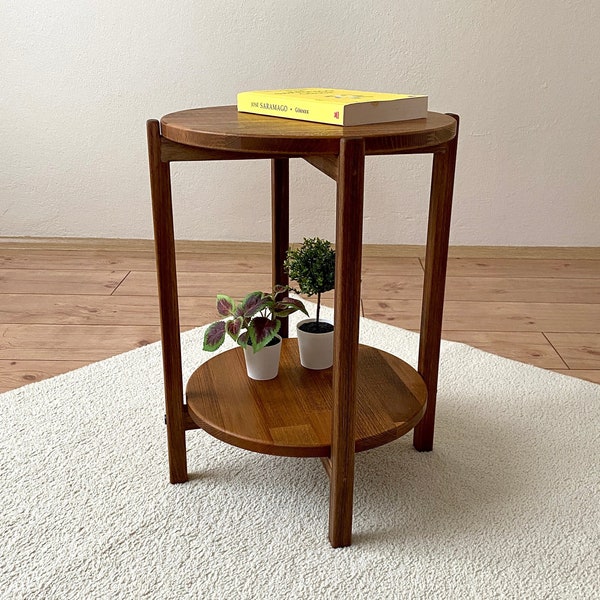Side Table, Round Side Table, Small Coffee Table, End Table, Bedside Table, Solid Wood Table, Plants Table