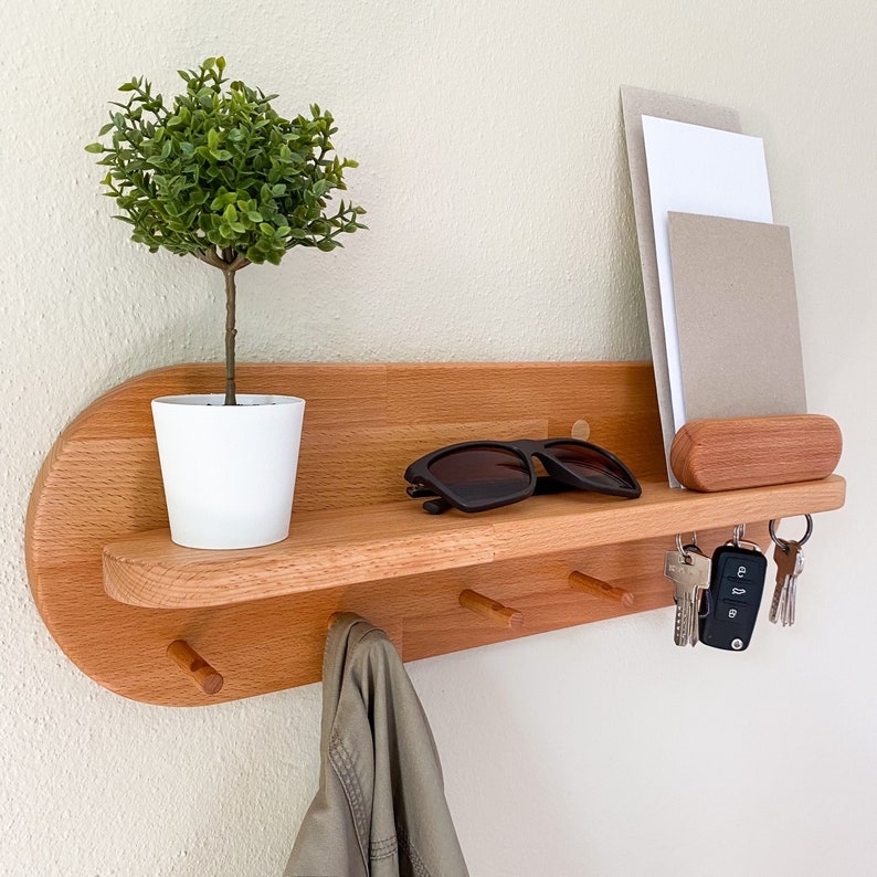 Entryway Organizer Key Holder With Shelf Entryway Shelf - Etsy