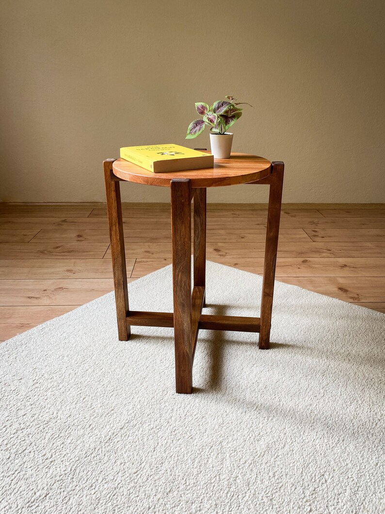 Unique Side Table Wooden End Table Bedside Table Round Side - Etsy