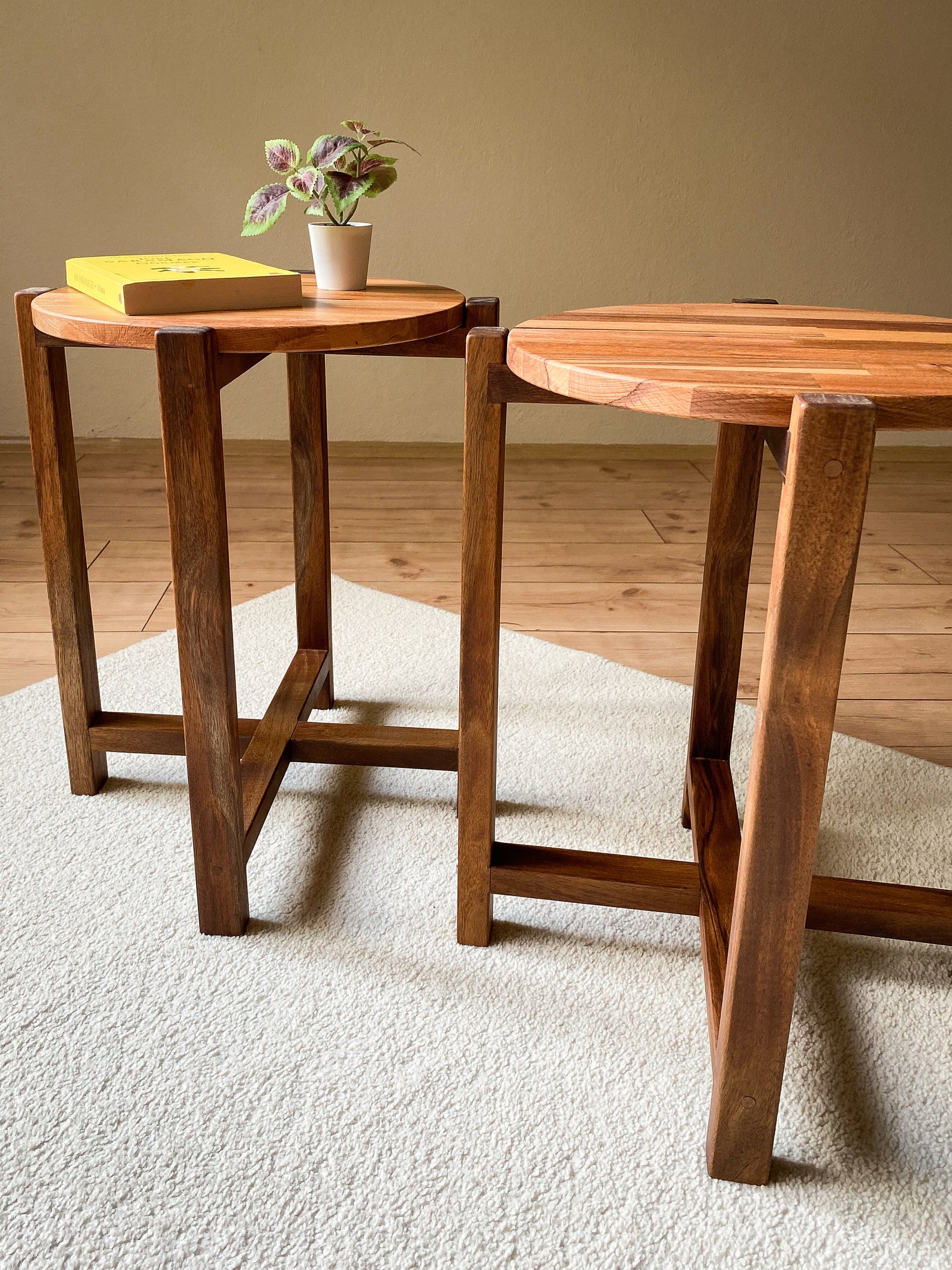 Unique Side Table Wooden End Table Bedside Table Round Side - Etsy