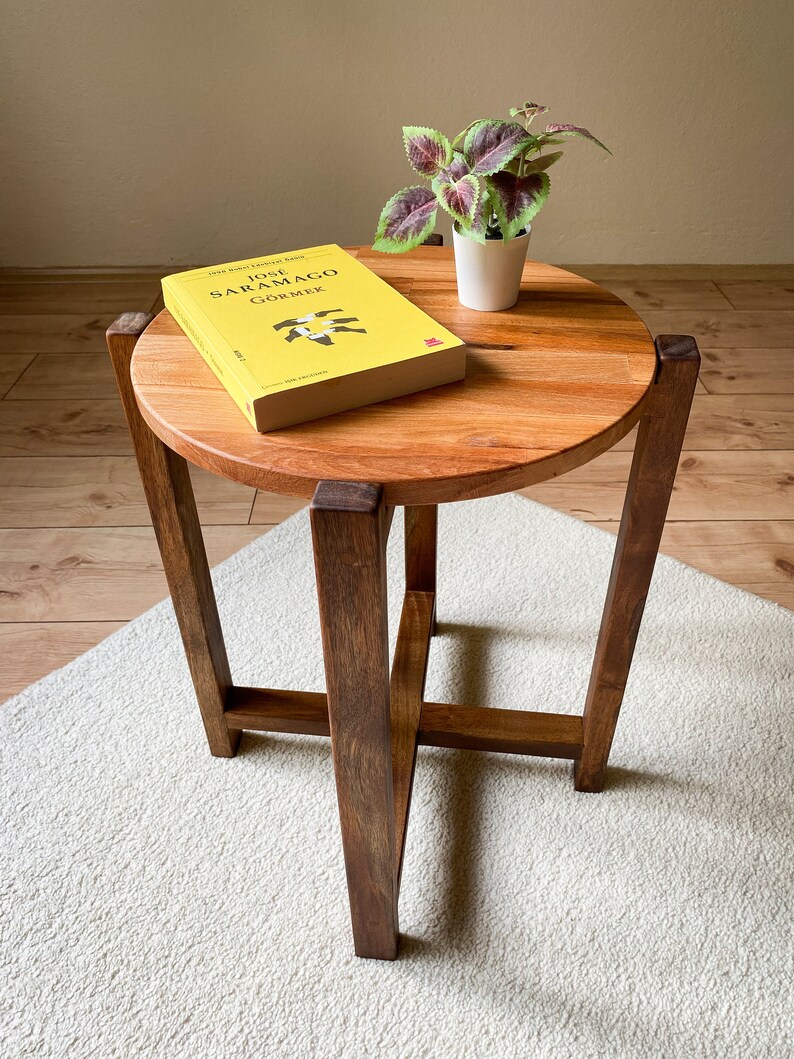 Unique Side Table Wooden End Table Bedside Table Round Side - Etsy