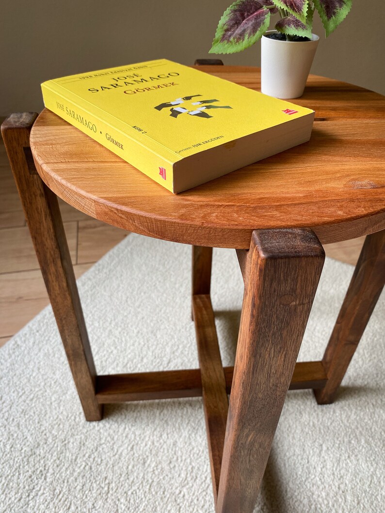 Unique Side Table Wooden End Table Bedside Table Round Side - Etsy