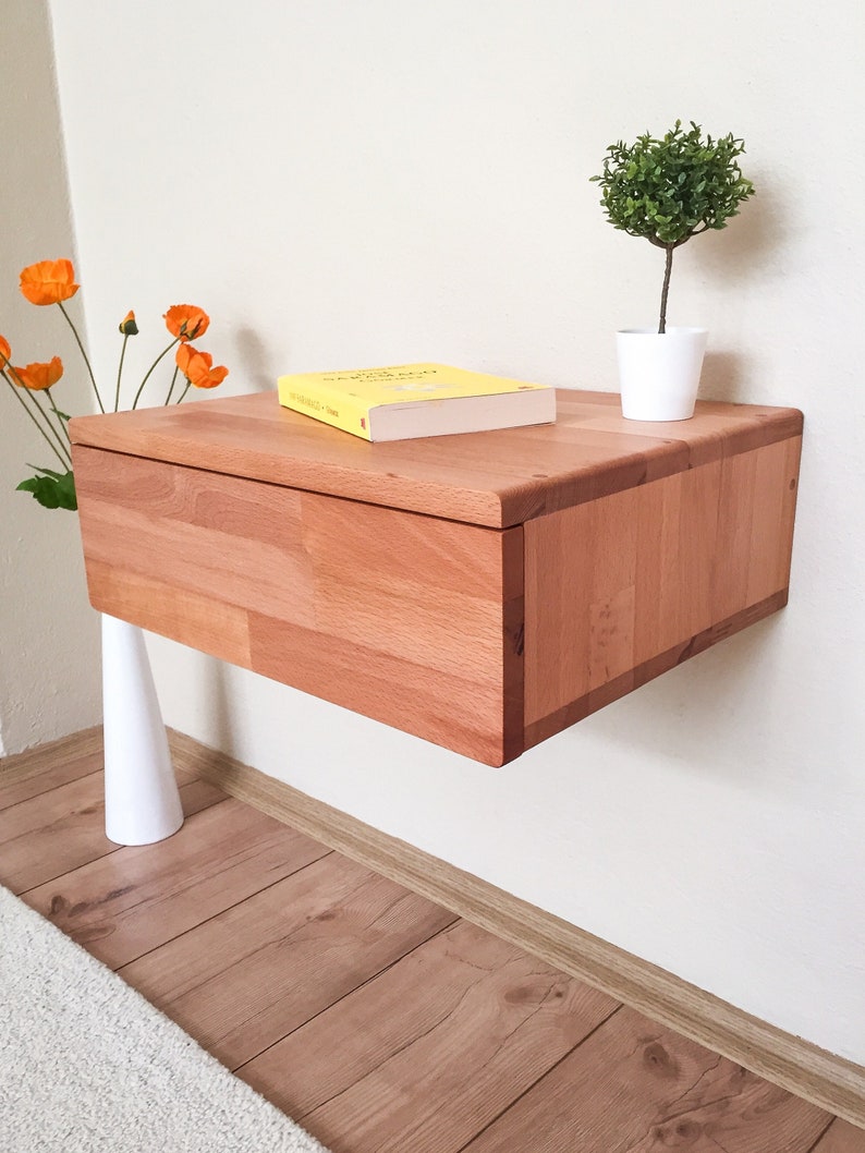 Floating Nightstand With Drawer Bedside Table Wooden Etsy