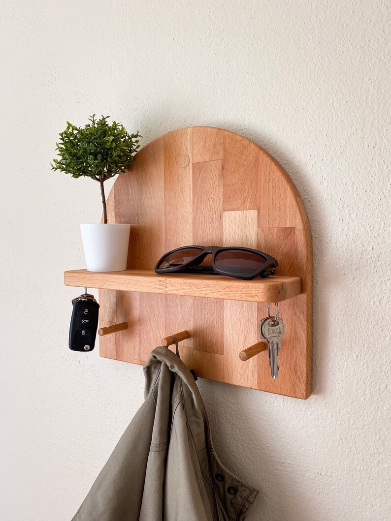 Entryway Organizer Key Holder With Shelf Entryway Shelf Etsy