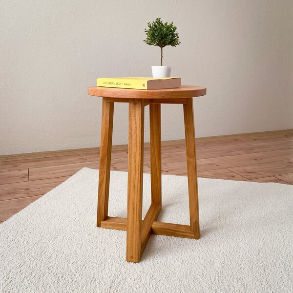 Side Table, Bedside Table, End Table, Wooden Stool, Round Stool, Plant Table