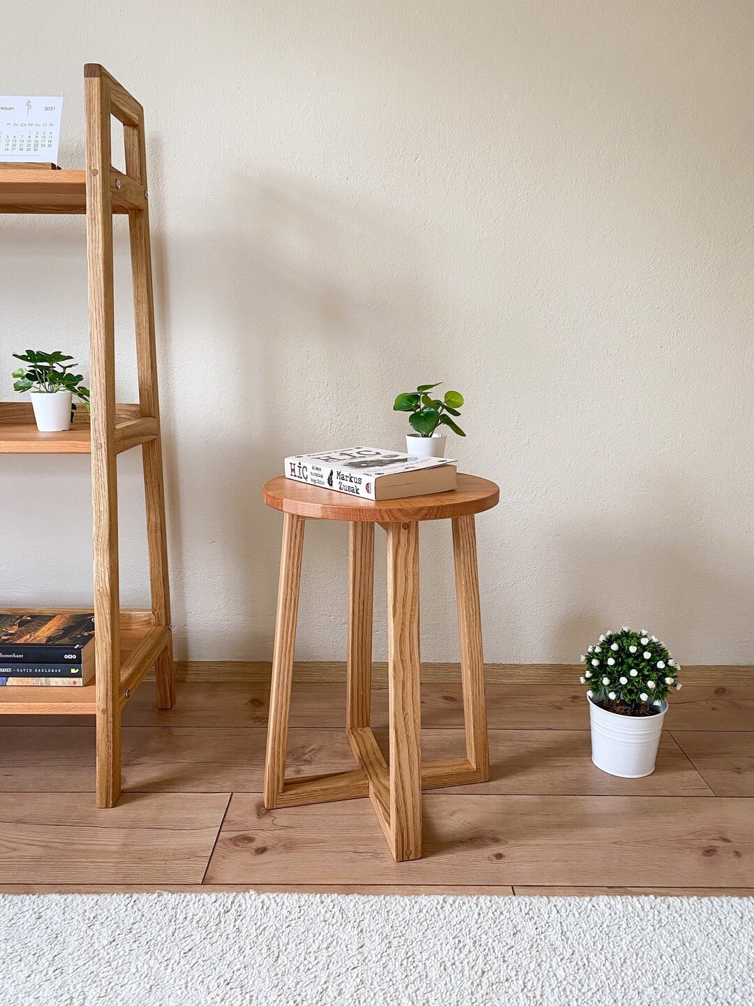 Wooden Stool Handmade Round Stool Side Table Bedside Table Etsy UK