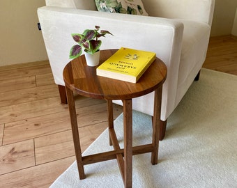 Solid Wood Round Side Table