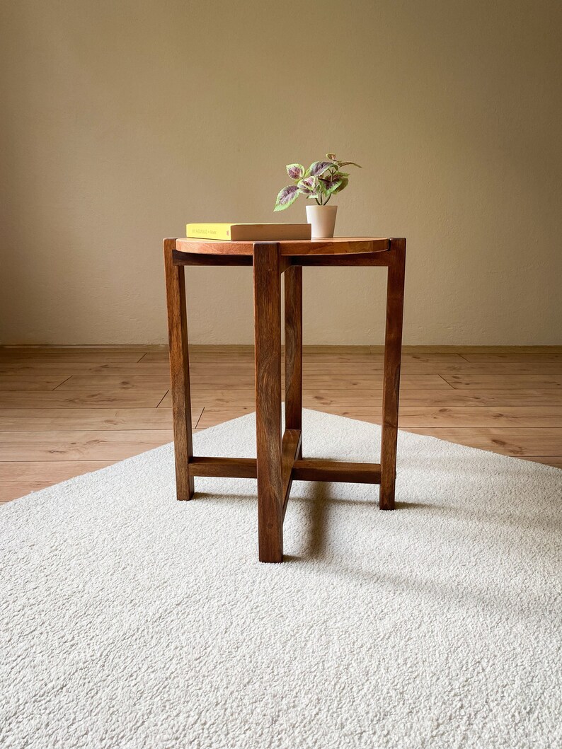 Unique Side Table Wooden End Table Bedside Table Round Side - Etsy