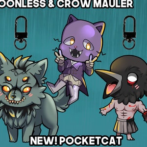 IN STOCK Fear and Hunger Moonless Crow Mauler Pocketcat Cat Pocket Fan Art Keychains Acrylic Double Sided Epoxy Kawaii Spooky Horror