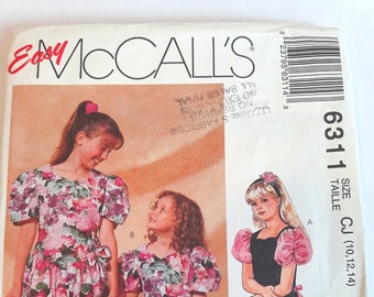 McCall 6311 Girl's Dress Size 10, 12, 14, Uncut