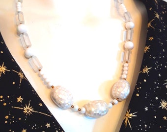 Dauplaise Signed Mocaic Shell 20 inch Beaded Necklace, Elegant