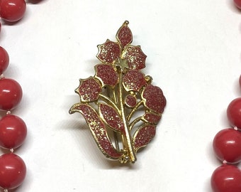 Gorgeous Sparkley Red Floral Brooch - 1960s Fashion, 1950s Fashion, Marvelous Mrs Maisel