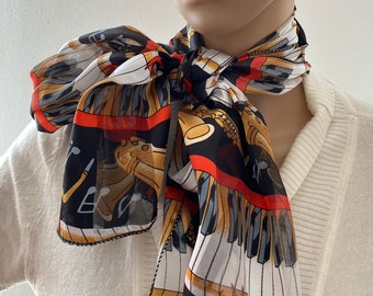 Gorgeous Scarf for Musicians - Pianos, Trumpets, Music Notes -  Stylish, Vintage Inspired