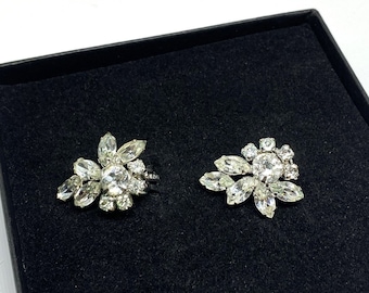 Sherman Vintage Clip On Earrings - Swarovski Rhinestones, 1960s, MINT CONDITION - Vintage Wedding