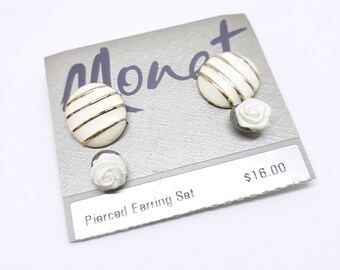 Monet New Pierced Earring Set - 2 Pairs New OLD Stock