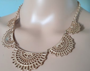 Cleopatra Styled Necklace - Faux Gold, 17' long, Elegance