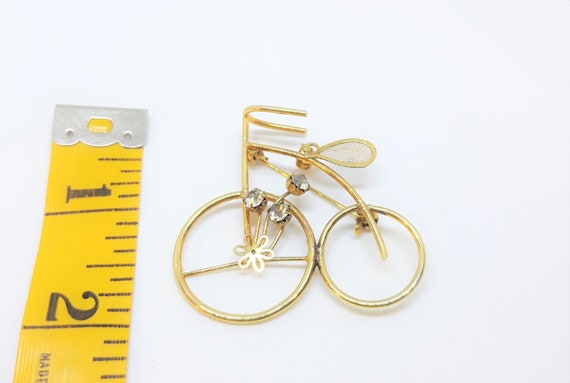 Stunning Vintage Bicycle Brooch or Pendant  - Gol… - image 5