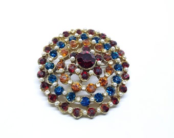 Vintage Multicolour Brooch - Pin, Stunning, Ready to Ship, 1960s-1970s, Pin-up