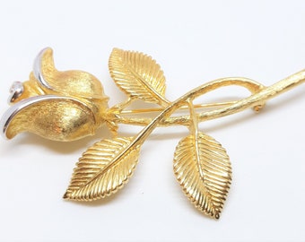 Vintage Rose Brooch - Gold with Silver