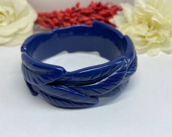 Vintage Inspired, Navy Blue Carved Tiki Bangle, 1940s Inspired - NEW - LAST ONE!