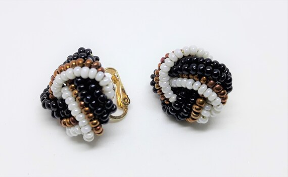 Stunning, 1950's Vintage Beaded, Black, Copper and