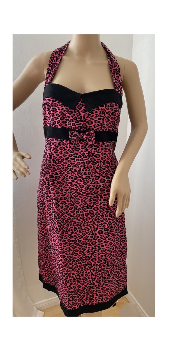 Collectif Pink and Black Leopard Print Pin up Dress Pencil Dress in Mint Condition Rockabilly Pin up Punk Size 14 US 18 UK Etsy
