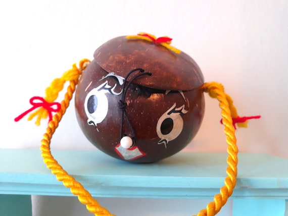 Vintage 1950s-60s Coconut Purse - Tiki, Hawaiian,