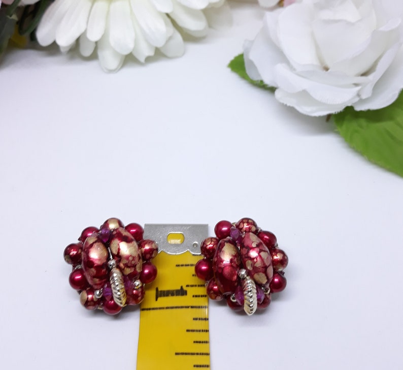 Made in Hong Kong Vintage Clip-on Earrings 1950s Red Fruit Salad