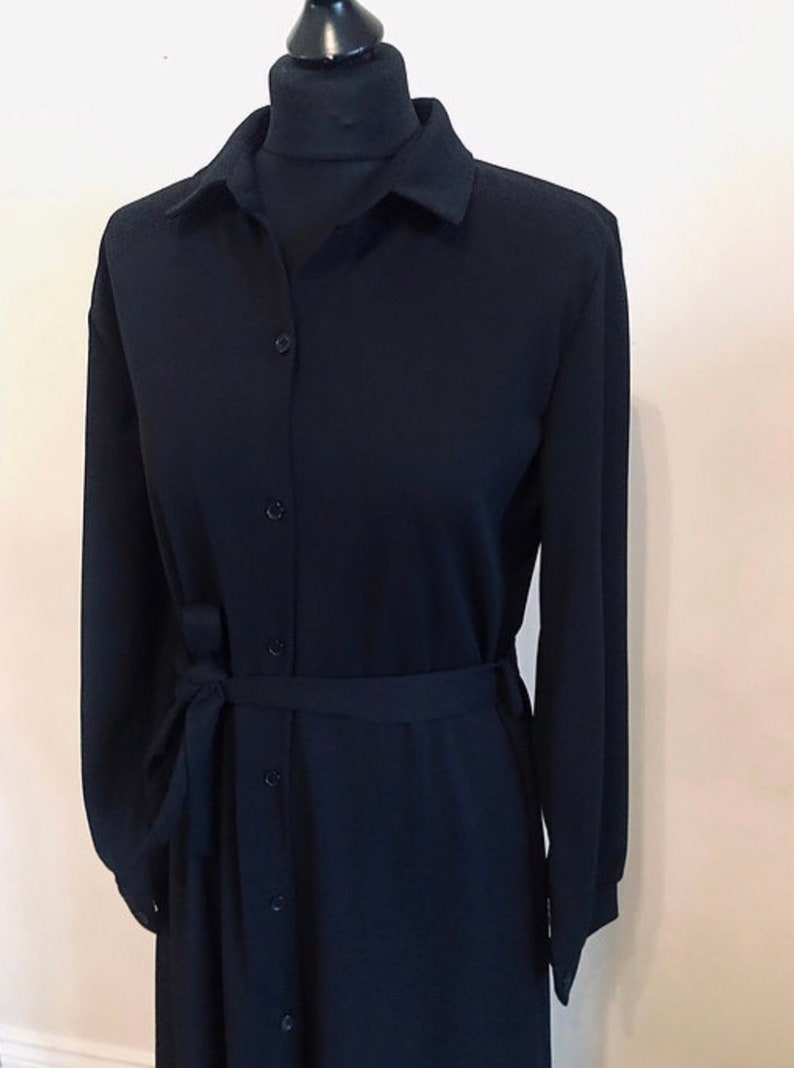 Includes Belt. Nude Black Beige Collared Abaya With Buttons