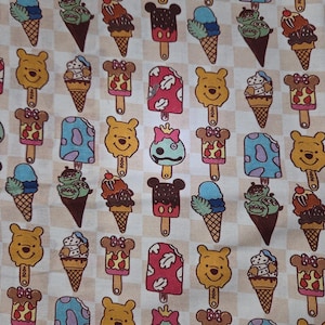 Cartoon Characters (4 prints) surgical scrub bouffant hat, euro, skull cap ice cream rows