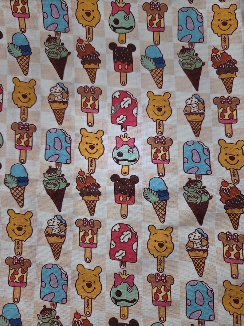 Cartoon Characters (4 prints) surgical scrub bouffant hat, euro, skull cap ice cream rows