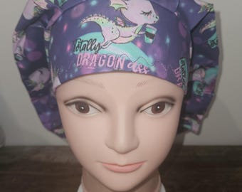 Totally Dragon Ass Today surgical scrub bouffant hat, euro, skull cap