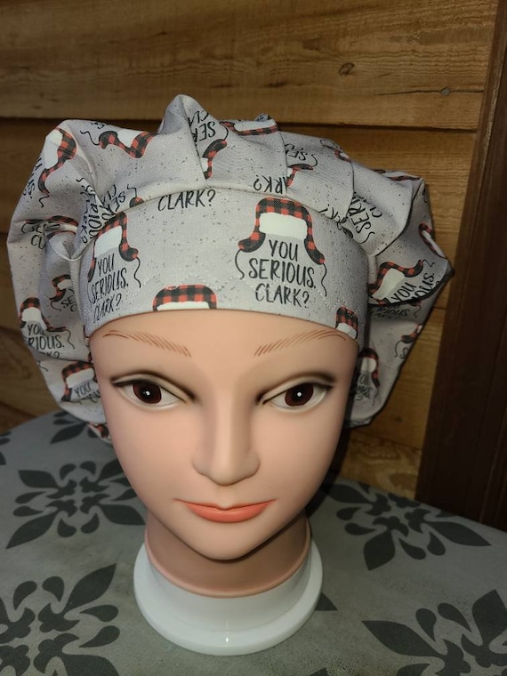 Christmas movie (4 prints) surgical scrub bouffant hat, euro, skull cap