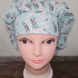 Nurse Love (2 prints)  surgical scrub bouffant hat