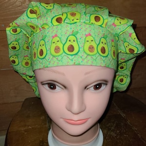 Avacado prints (4 prints) surgical scrub bouffant hat