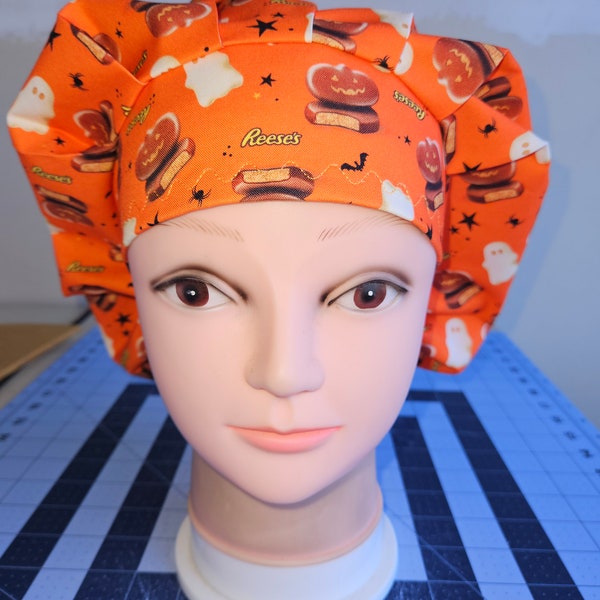 Halloween Candy (4 prints) surgical scrub bouffant hat