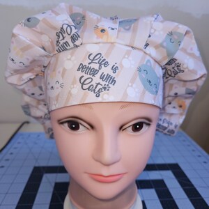 Life is Better with Cats surgical scrub bouffant hat
