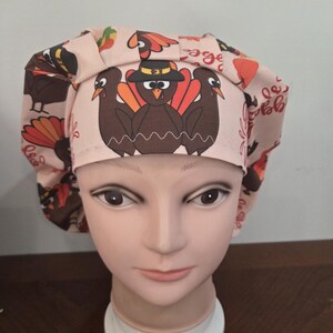 Gobble till you Wobble, Thanksgiving (3 prints) surgical scrub bouffant hat image 7